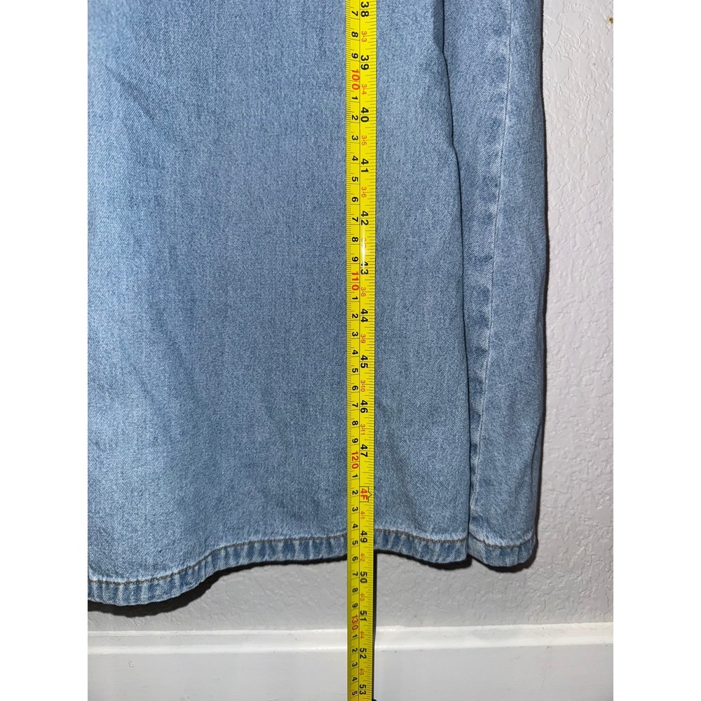 Vintage 90s Sostanza Denim Maxi Dress Medium Light Wash Button Front Sleeveless - Picture 5 of 5